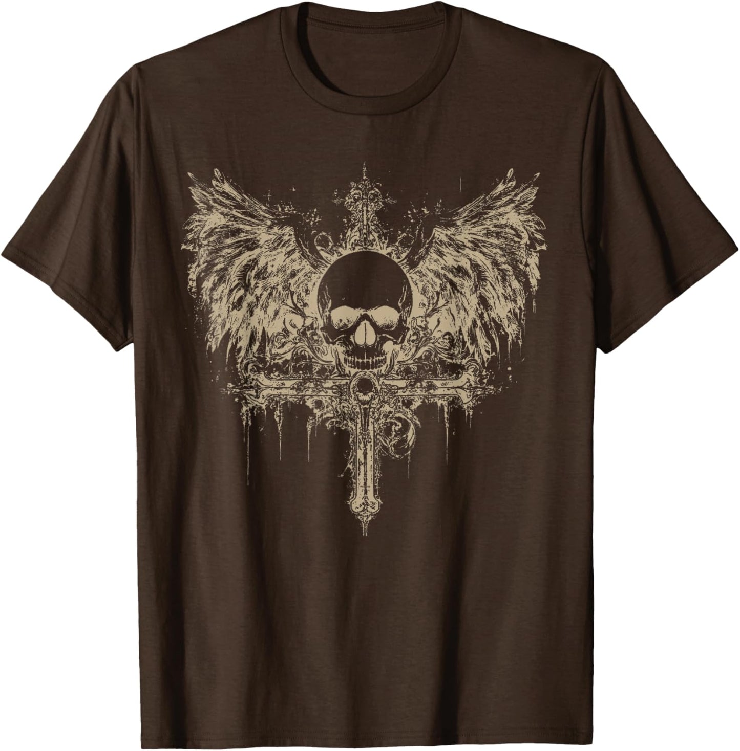 Y2K Grunge Aesthetic Alt Goth Skull Cross Gothic Emo Brown