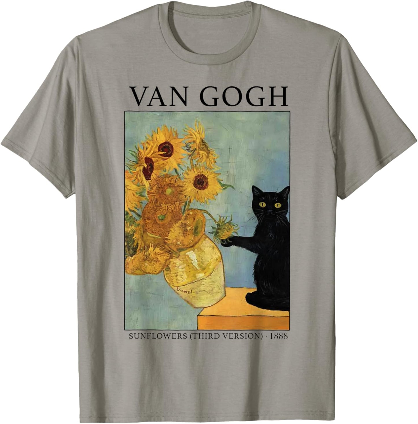 Van Gogh Black Cat With Sunflowers Funny Cat