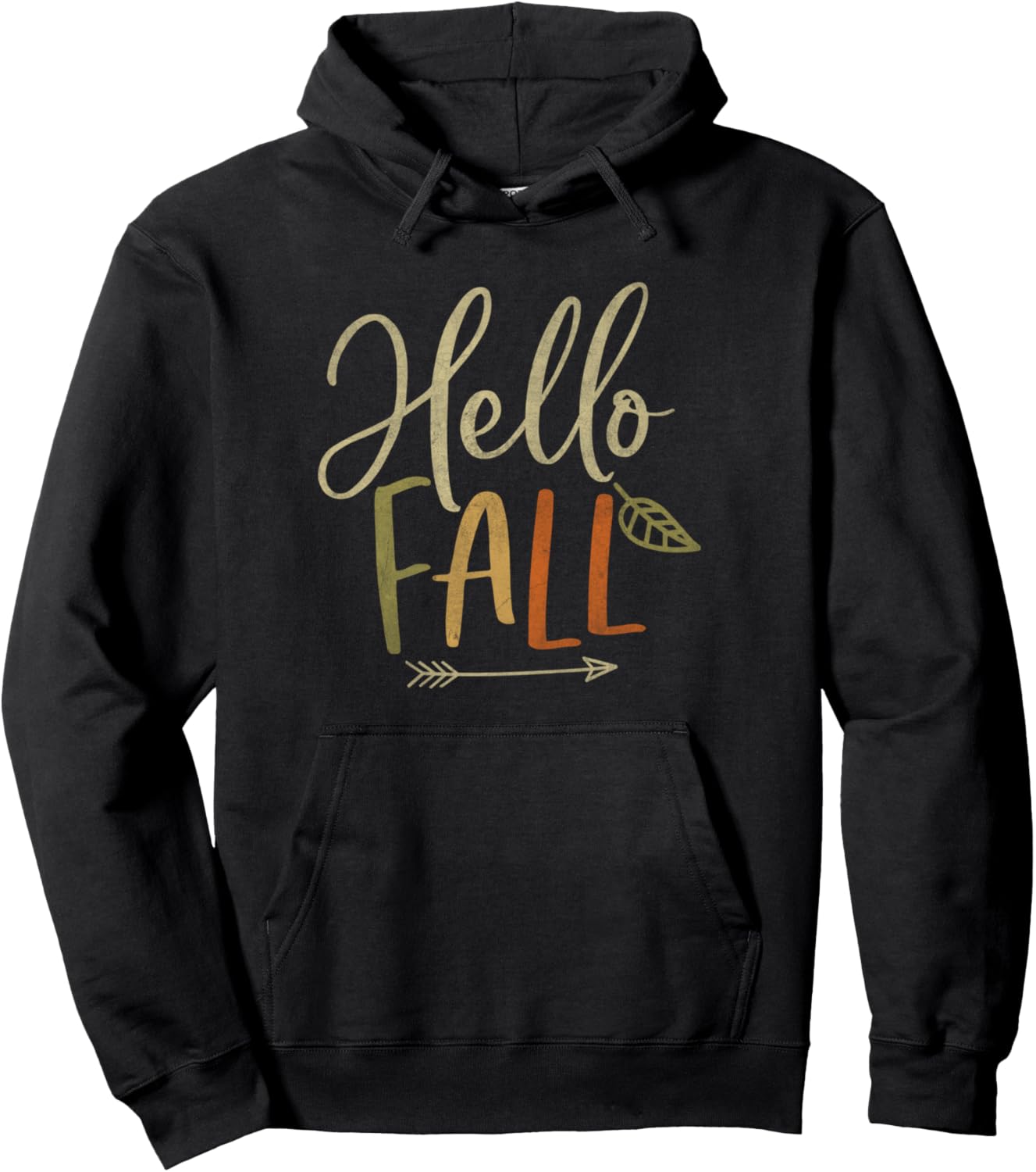 Womens Cute Distressed Hello Fall Autumn Arrow Hoodie