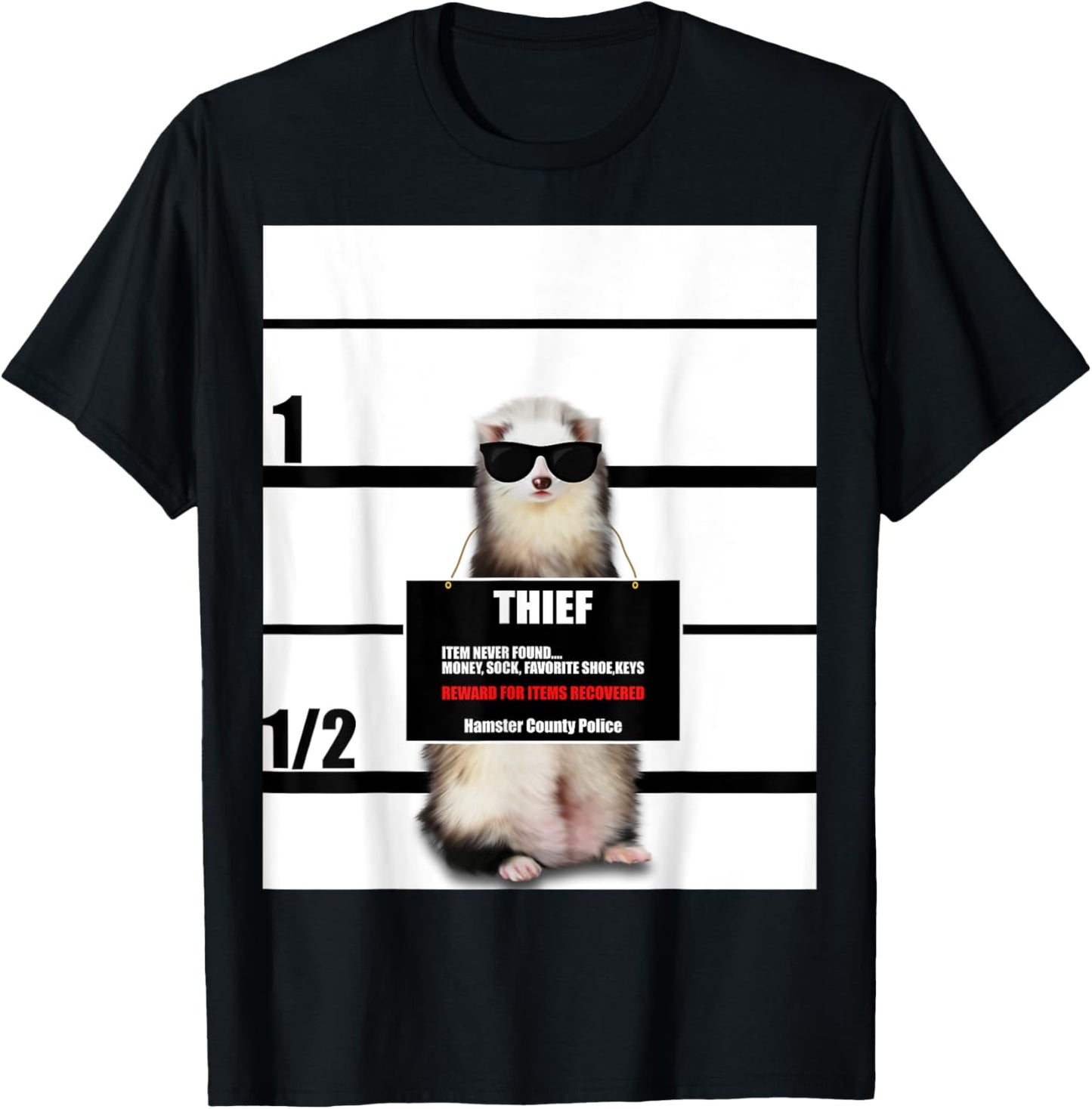 Pet Ferret Tee Funny Ferret, Thief, Mugshot,