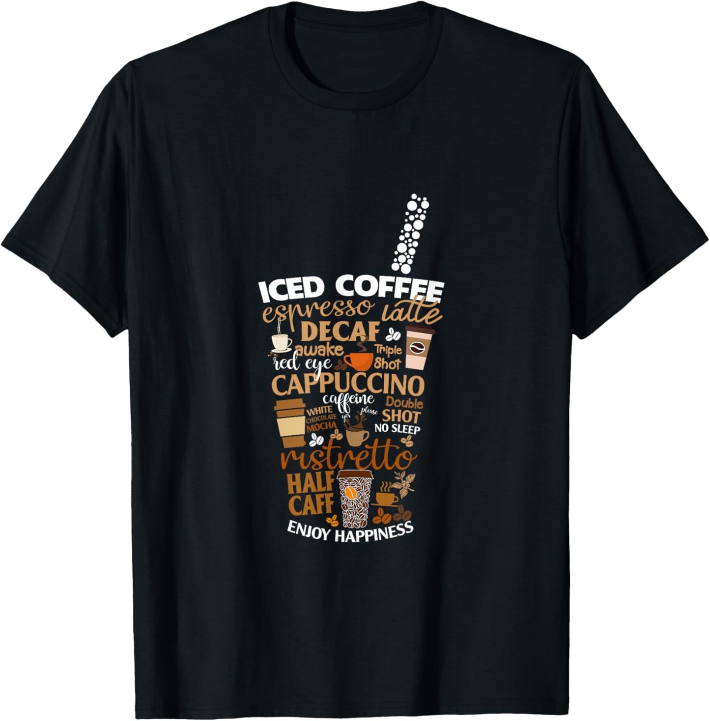 Iced Coffee Cup Coffee Lover But First Coffee Espresso Latte T Shirt, Black, Small