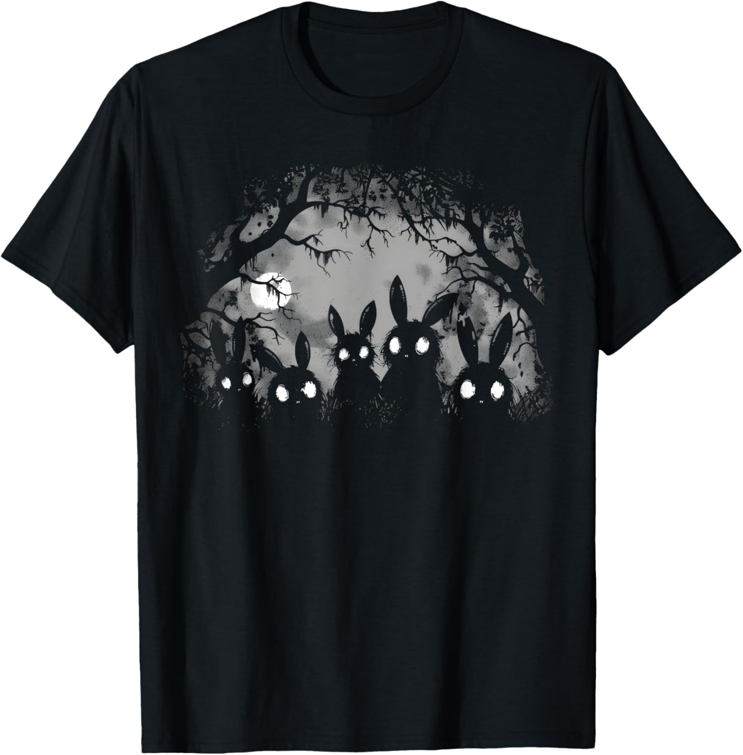Creepy Cute Bunny Rabbits Alt Goth Grunge Horror Aesthetic T Shirt, Small, Black
