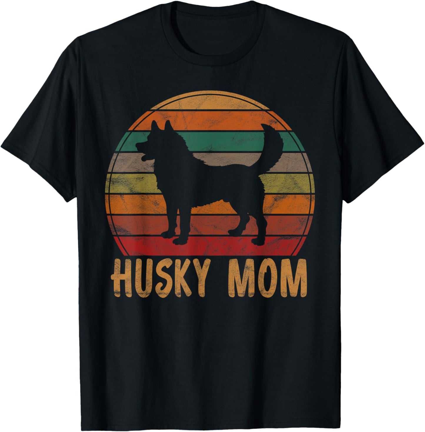 Vintage Husky Mom Owner Gifts Huskies Pet Clothes Retro Siberian Huskies Mama Women's T Shirt Black Small Classic Fit Short Sleeve Crew Neck All Seasons