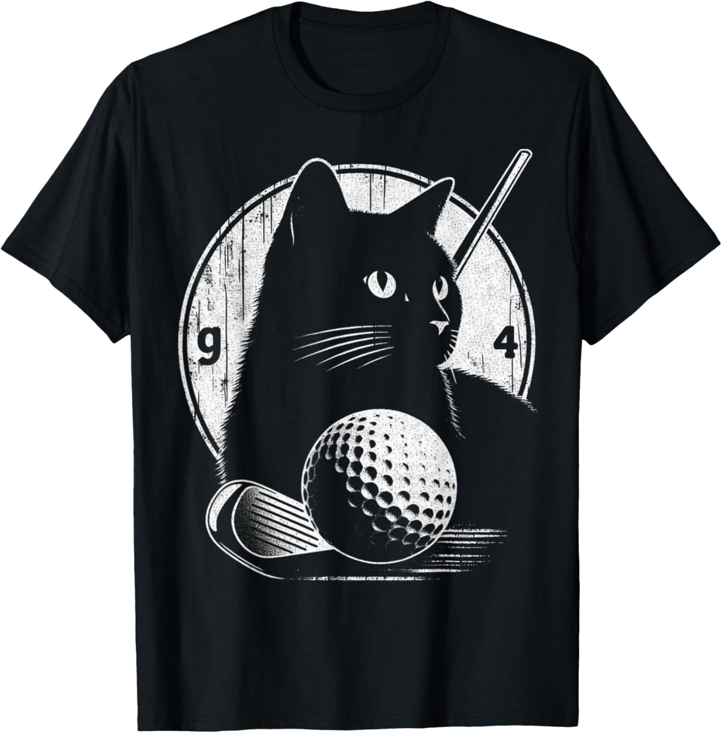 Vintage Black Cat Golf graphic Tee Funny Golfer Cat dad