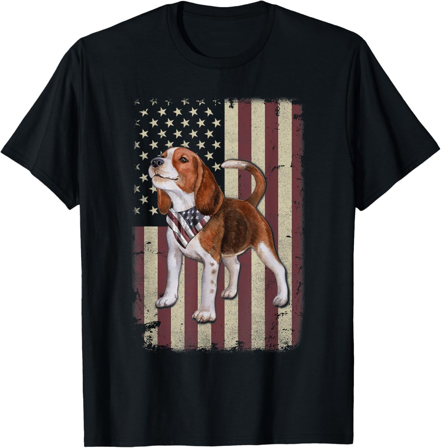Beagle American Flag Bandana Patriotic 4th Of July Tshirt