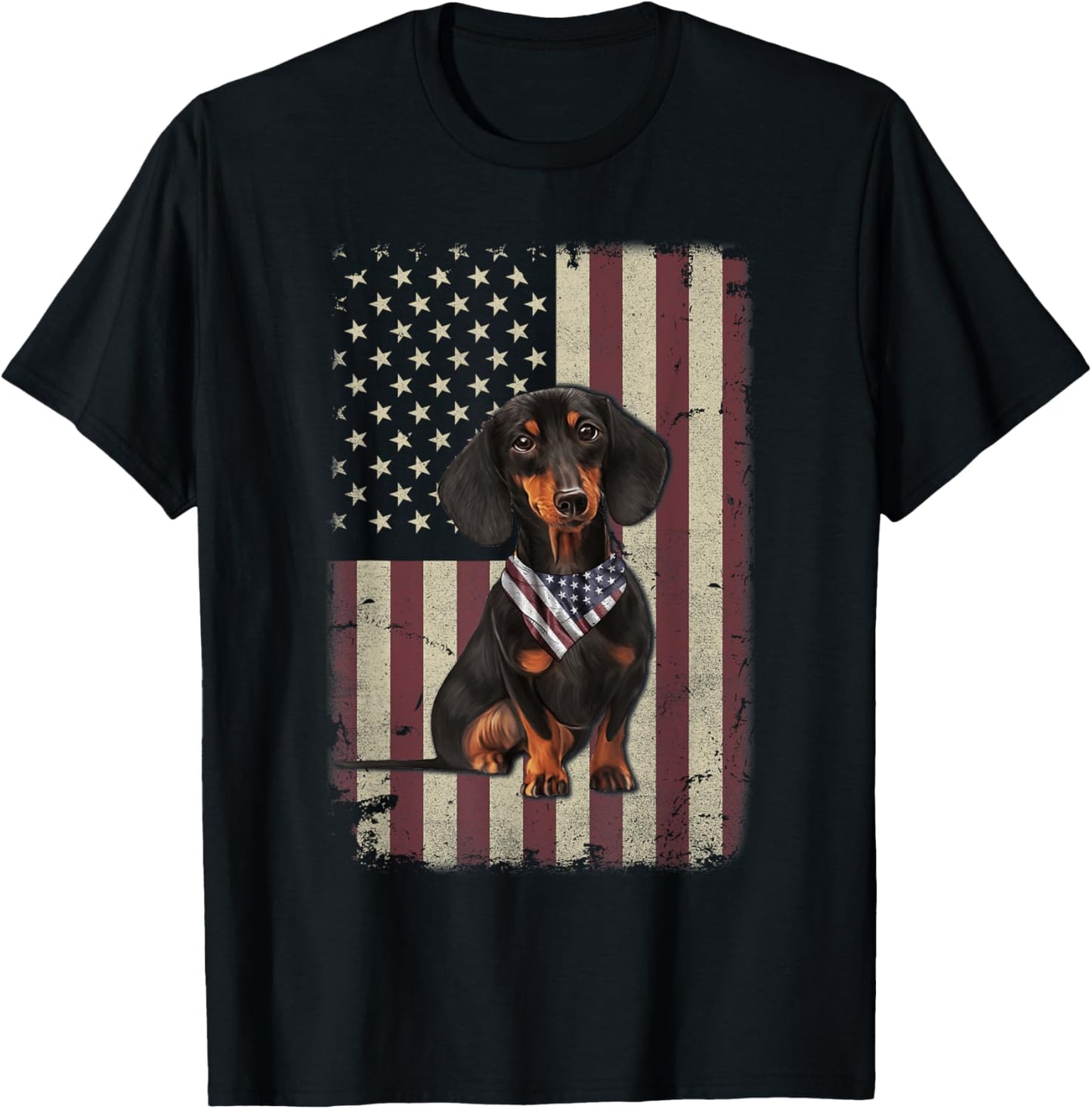 Dachshund American Flag Bandana 4th Of July Tshirt Gifts T Shirt for Women Kids Men