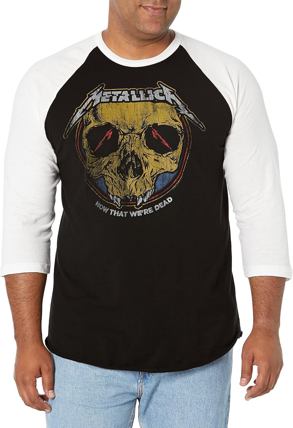Metallica Men's Standard Now That We're Dead Raglan Baseball Jersey