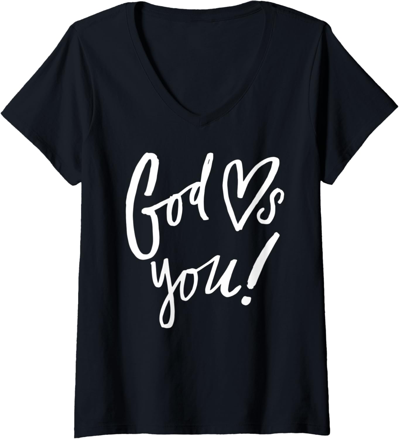 Womens God Loves You   Christian Clothing V Neck