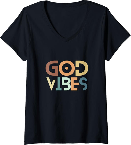 Womens manifest Godspeed vibrate, higher align with divine energy V Neck