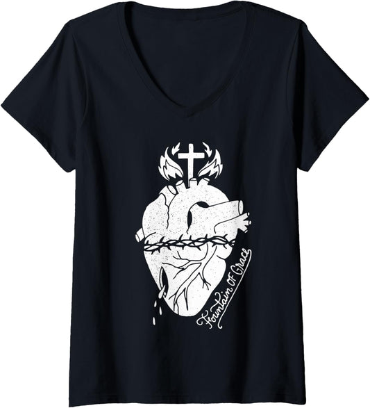Womens Fountain of Grace   Christian Clothing V Neck