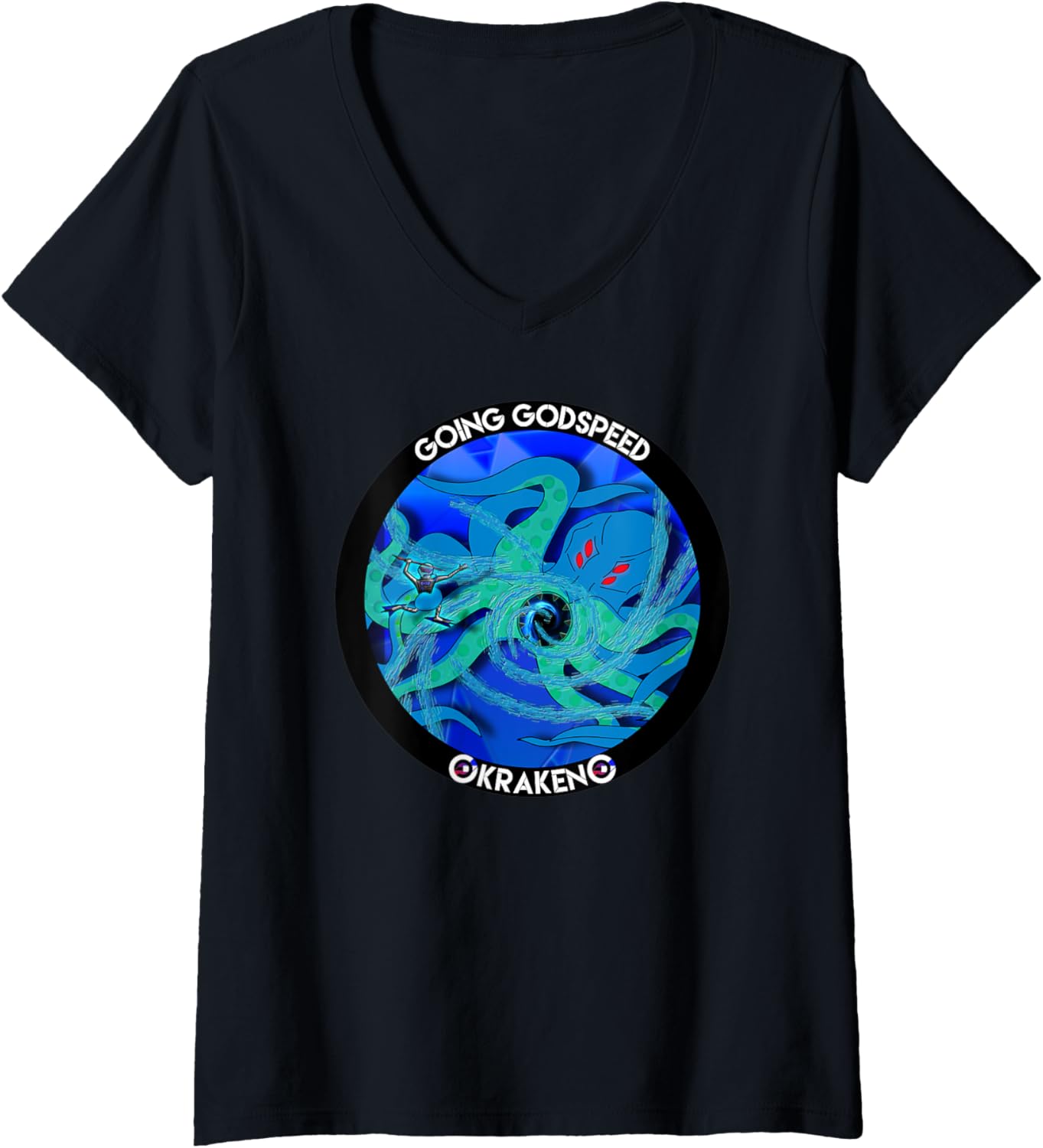 Womens Facing the Kraken, Mythical Monsters V Neck