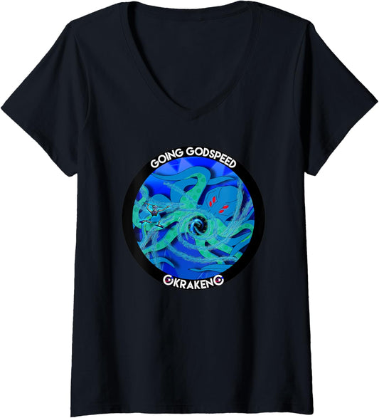 Womens Facing the Kraken, Mythical Monsters V Neck