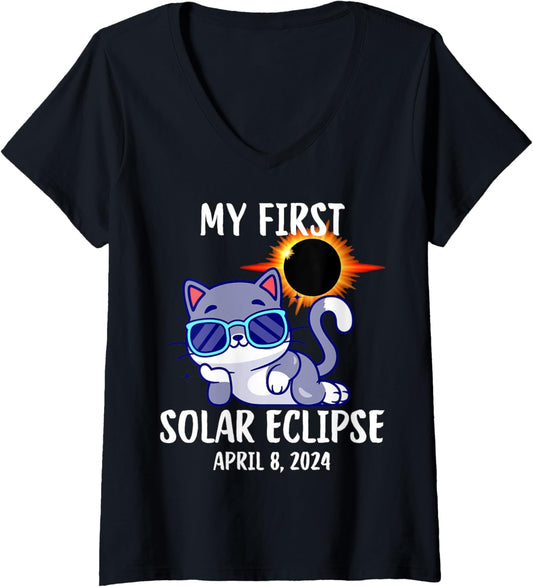 Womens Eclipse April 8 2025 Kids Boys Girls V Neck