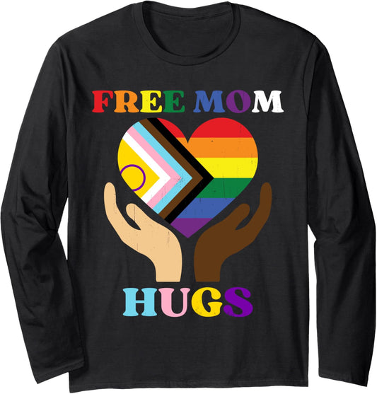 Vintage Retro Free Mom Hugs Supports LGBTQ+ Gay Pride Month Long Sleeve