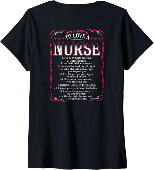 Womens Hot Trend Shirt 10 Reasons To Love A Nurse V Neck