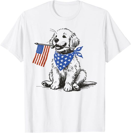 Funny Golden Retriever American Flag Bandana 4th Of July