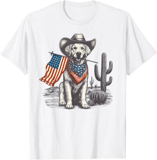 Retro Golden Dog American Flag Bandana Patriotic 4th Of July