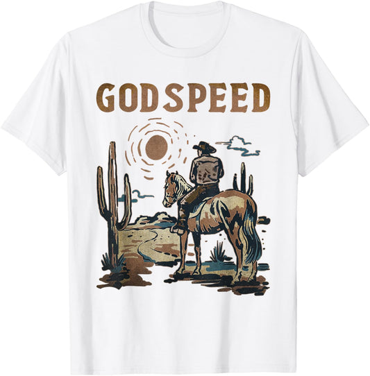 Vintage Cowboy Horseback Western Deserts Classic Godspeed