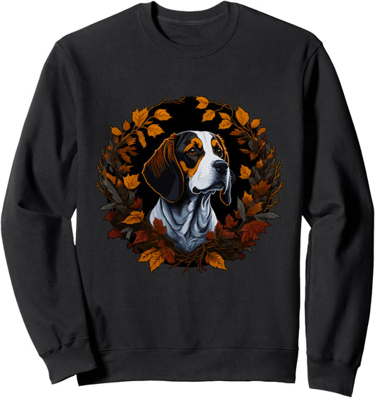 Beagle in Autumn Fall Leaves Cute Thanksgiving Beagle Sweatshirt