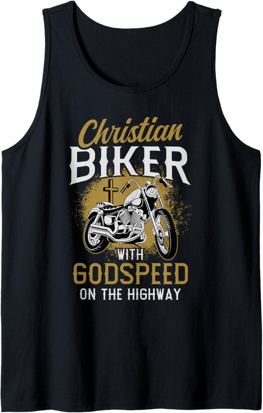 With Godspeed On The Highway Motorcycle Christian Biker Tank Top
