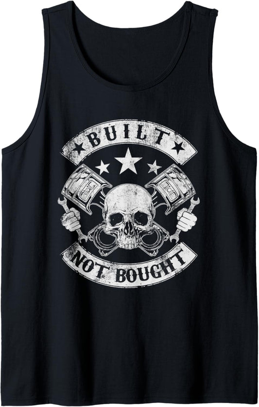 Built Not Bought Mechanic Pistons Car Guy Stuff Vintage Mens Tank Top