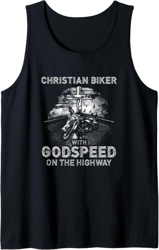 With Godspeed On The Highway Christian Biker Tank Top