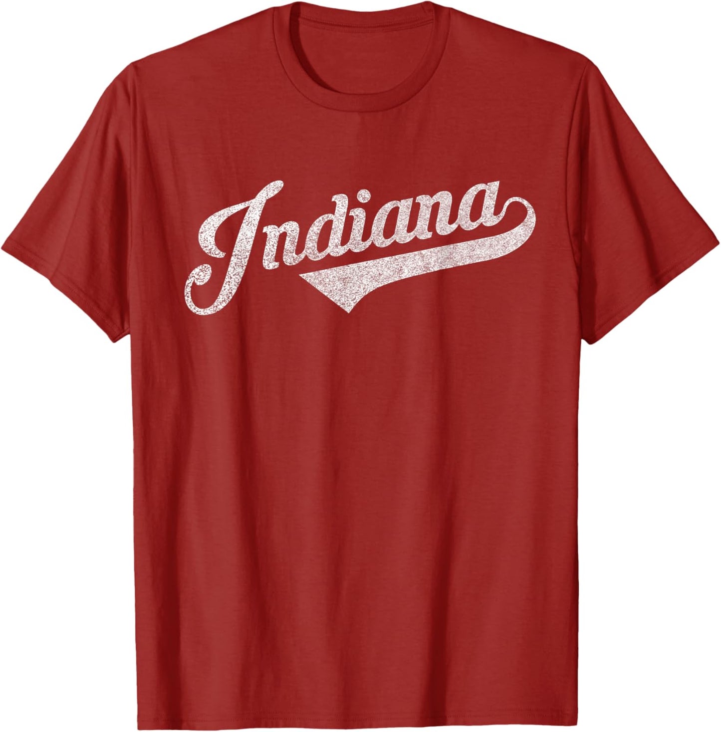 Retrocity Indiana Vintage City T Shirt   Men's Unisex Adults & Kids   Red   Short Sleeve   Crew Neck   Vintage Style   Embroidery   Lightweight   Classic Fit   Non Stretchable   Imported