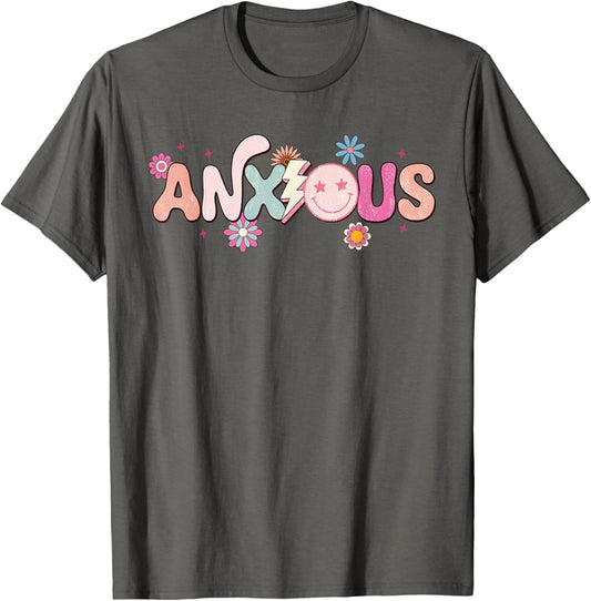 Anxious Anxiety Girl Flower Vintage Groovy Mental Healthcare