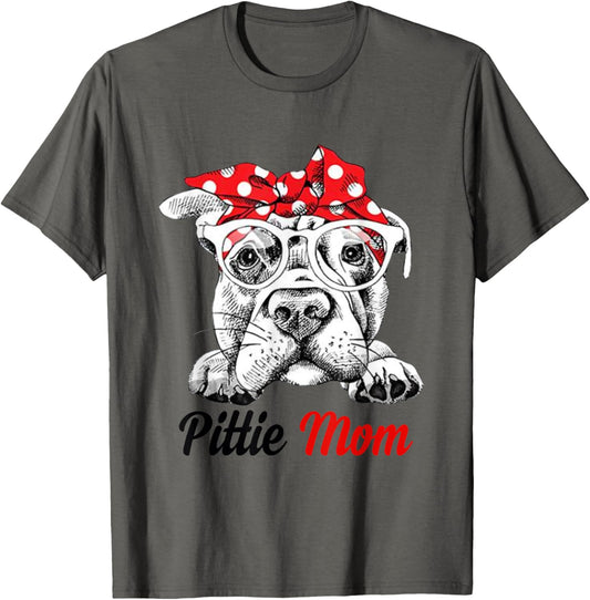 Pittie Mom With Red Bandana Headband Dog Mom Mothers Day