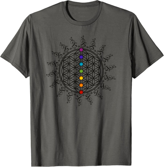 Flower of Life Sacred Geometry Yoga Chakras Meditation Shirt