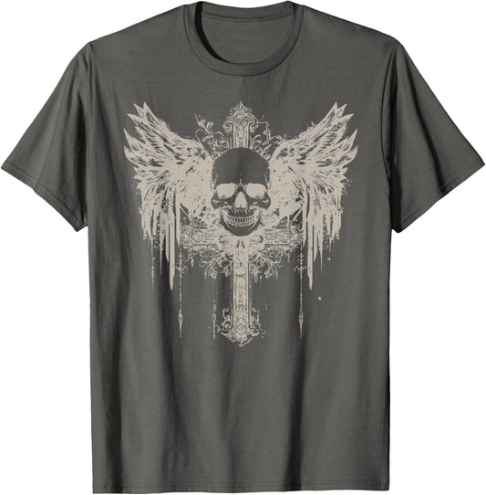 Skull Cross Y2K Grunge Aesthetic Goth Alt Gothic Emo Vintage