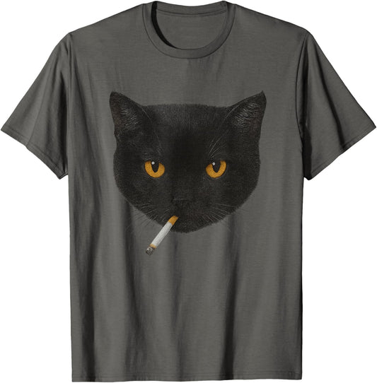 Smoking Cat Y2K Vintage Black Cat Retro 90s Grunge Aesthetic