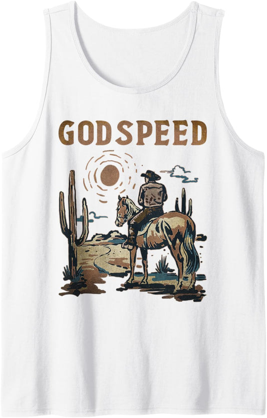 Vintage Cowboy Horseback Western Deserts Classic Godspeed Tank Top