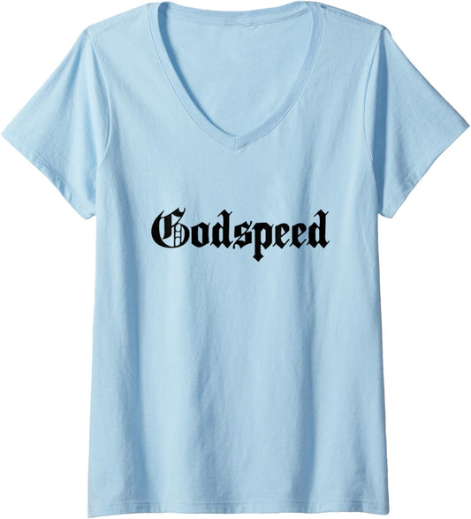 Womens Inspirational GOD SPEED V Neck
