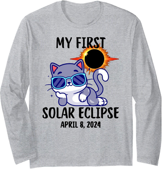 My First Solar Eclipse April 8 2025 Kids Girls Boys Students Long Sleeve