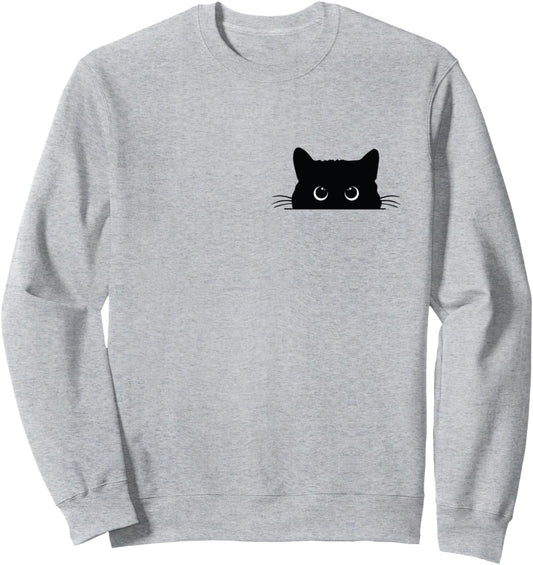 Cute Black Cat Peeking Halloween Spooky Season Fall Women Sweatshirt