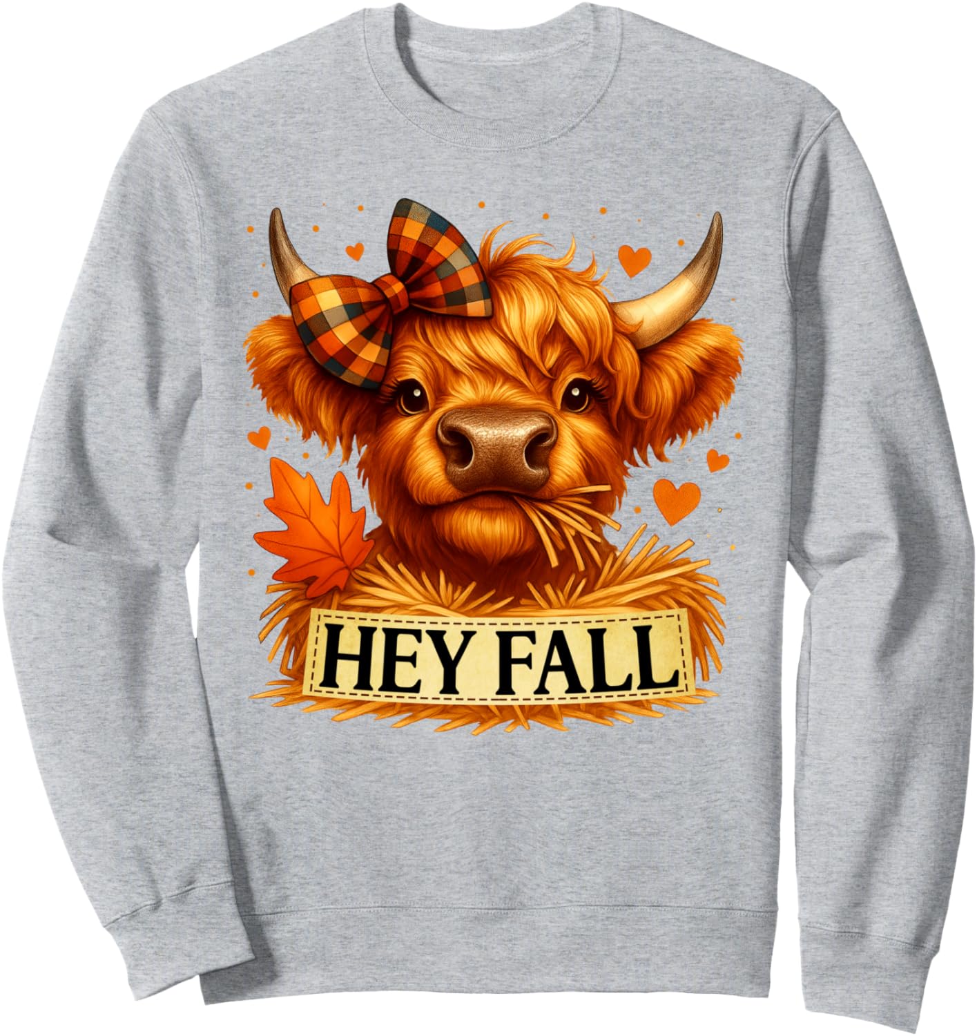 Hey Fall Highland Cow Cute Autumn Fall Vibes Thanksgiving Sweatshirt