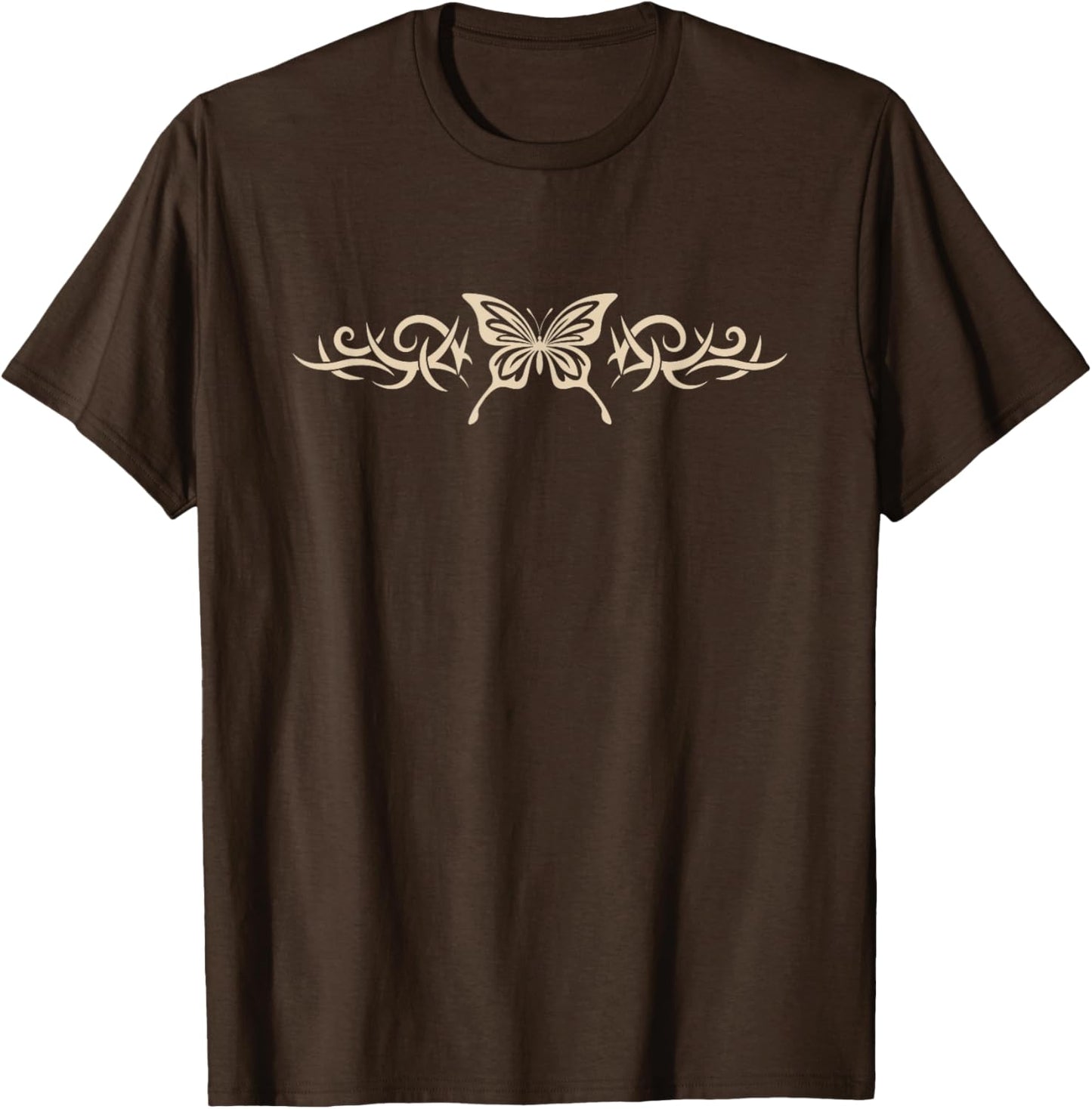 Brown Butterfly Tattoo Fairycore Dark Grunge y2k Aesthetic Short Sleeve
