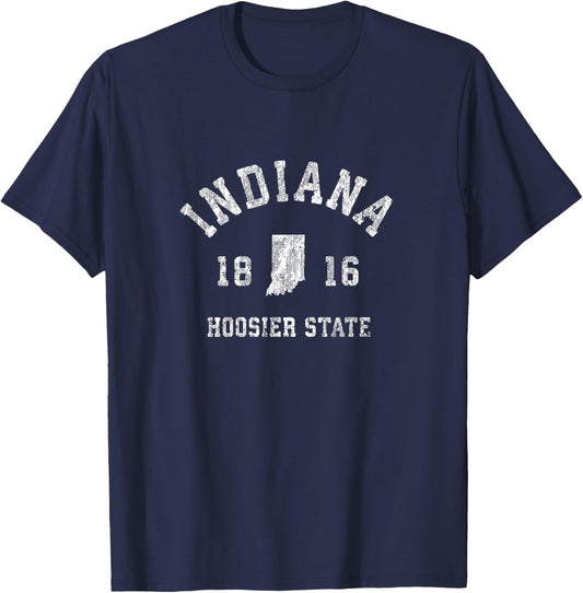 Indiana T Shirt Vintage Sports Design Retro IN State Tee