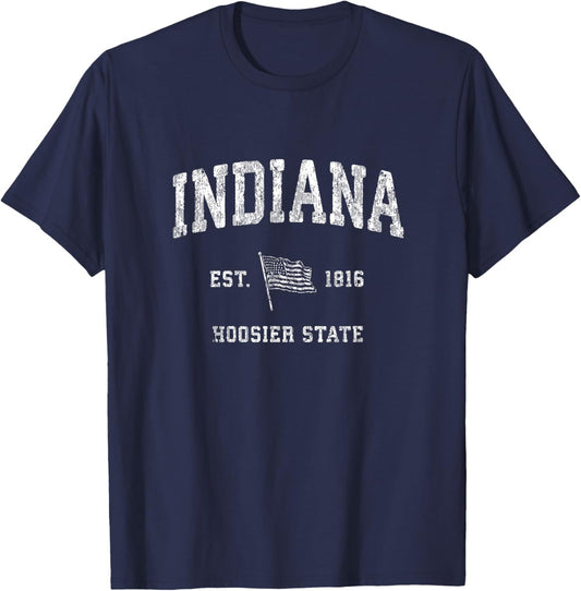 Indiana T Shirt Vintage US Flag Sports Design Patriotic Tee