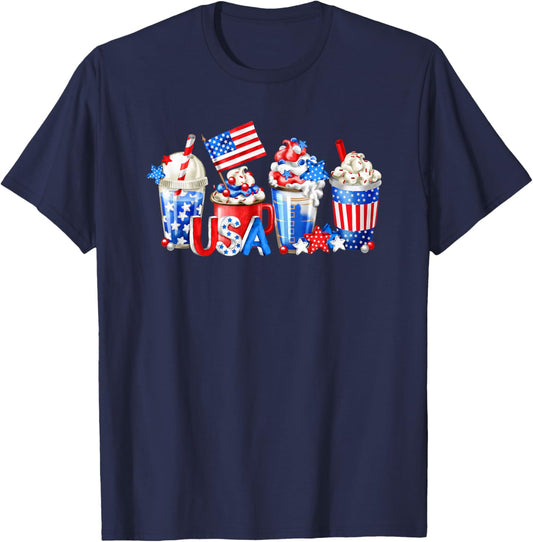 4th Of July Latte Mug For Patriotic Women White Red And Blue