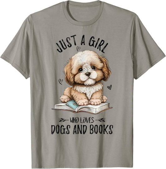 Just A Girl Who Loves Dogs And Books, Puppy Pet Art Lover