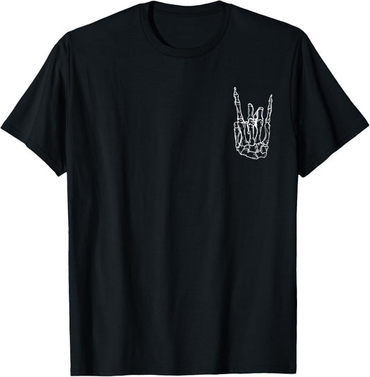 Rock Hand Shirt Skeleton Rocking It Heavy Metal Horns Tee