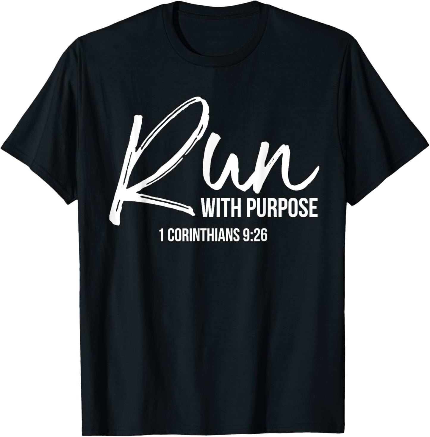 P37 Design Studio Jesus Shirts Christian Runner Gift Running Gear Run With Purpose Quote T Shirt   Women's, Black, Small, Short Sleeve, Classic Fit, Cotton 100%