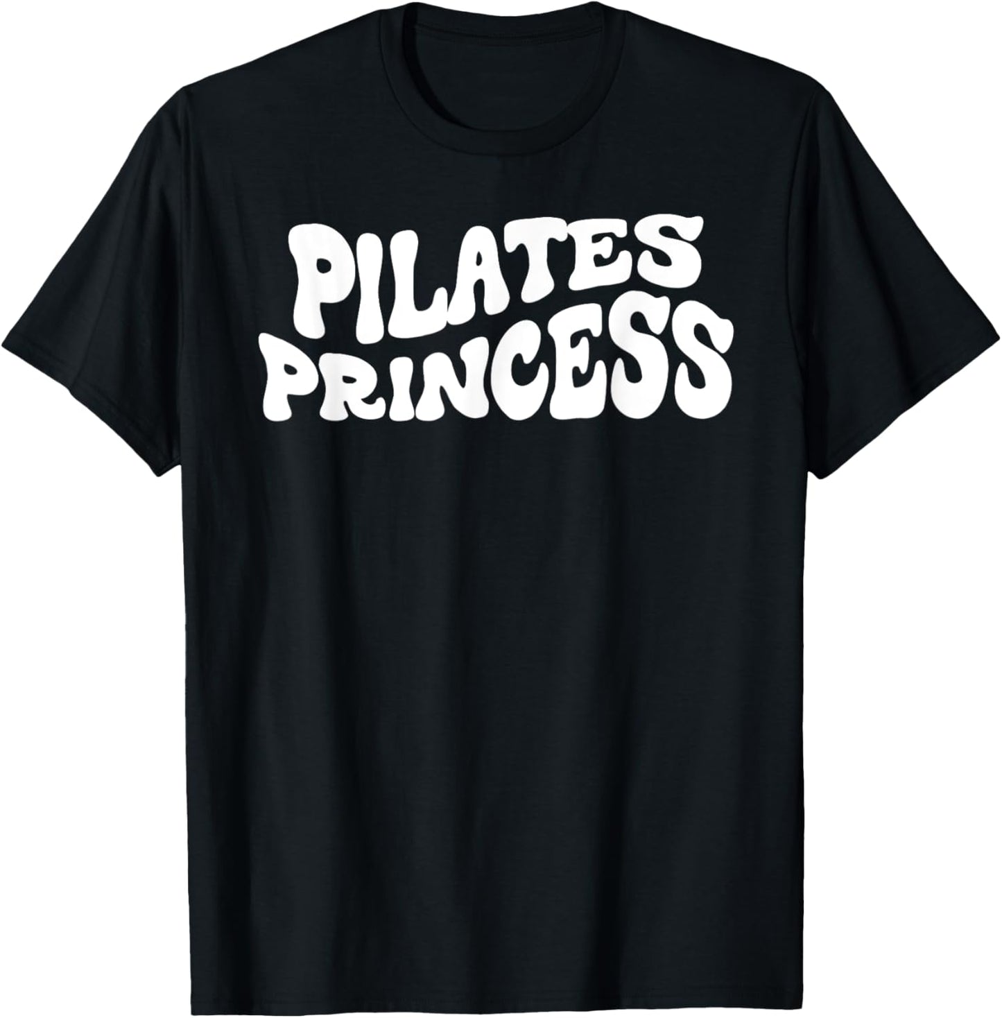 Funny Pilates Princess Retro Groovy T Shirt   Princess Theme, Unisex Adults, Black, Small, Short Sleeve