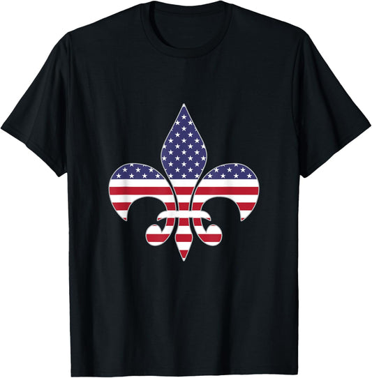 A fleur de lis symbol stylized American flag T Shirt