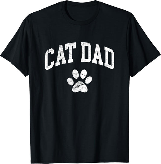 Cat Dad   Vintage Distressed Design   Funny Cat Paw Men Women Kids