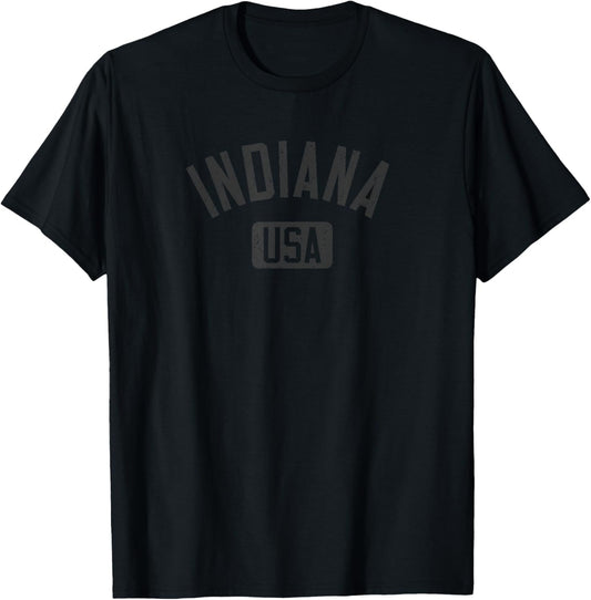 Indiana USA Arched Text Distressed Black Print