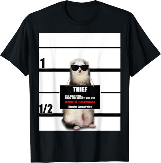 Pet Ferret Tee Funny Ferret, Thief, Mugshot,