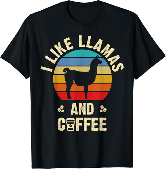 I like Llamas & Coffee Funny vintage llama theme lover